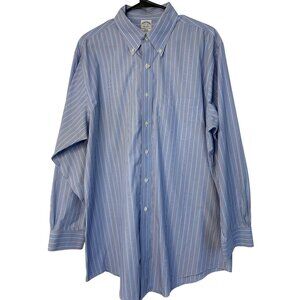 Brooks Brothers Mens Slim Fit Cotton Striped Dress Shirt 17.5 neck L/XL RN10508